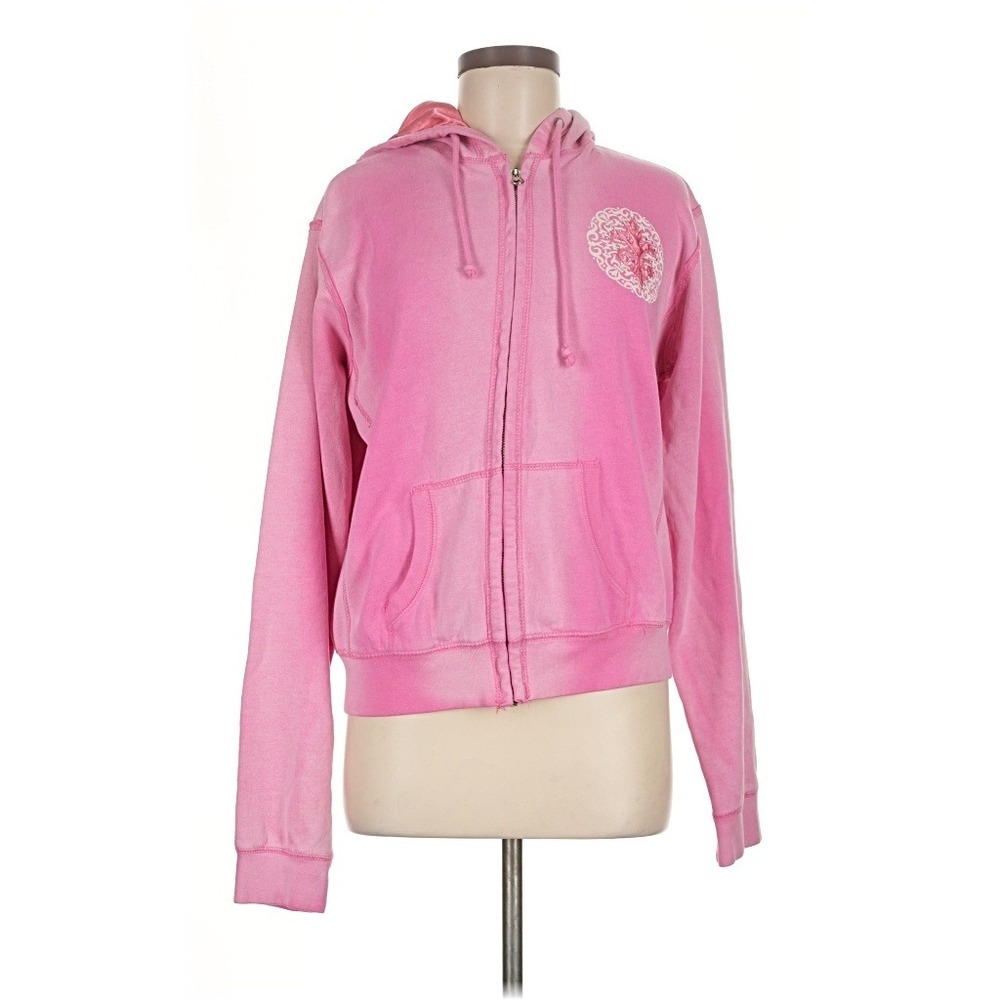 One World Special Issue Pink Mineral Wash Zip Up Graphic Hoodie Large CT02073 WS